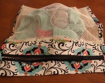 Multicolored floral zippered mesh laundry/delicate/lingerie bag