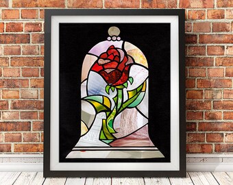 Beauty And The Beast Rose, Enchanted Rose, Cursed Rose, Wall Art Print, Princess Art, Rose home decor, Canvas Art/ Paper Print