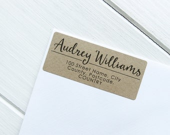 30 Custom Return Address Labels Personalized Kraft Brown Address Stickers / 912