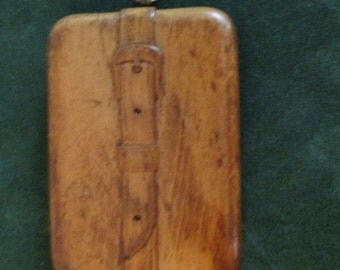 Unusual Carved Wood Wallet Travel Manicure Kit