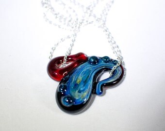 Flamework Galaxy Paisley Heady Glass Pendant