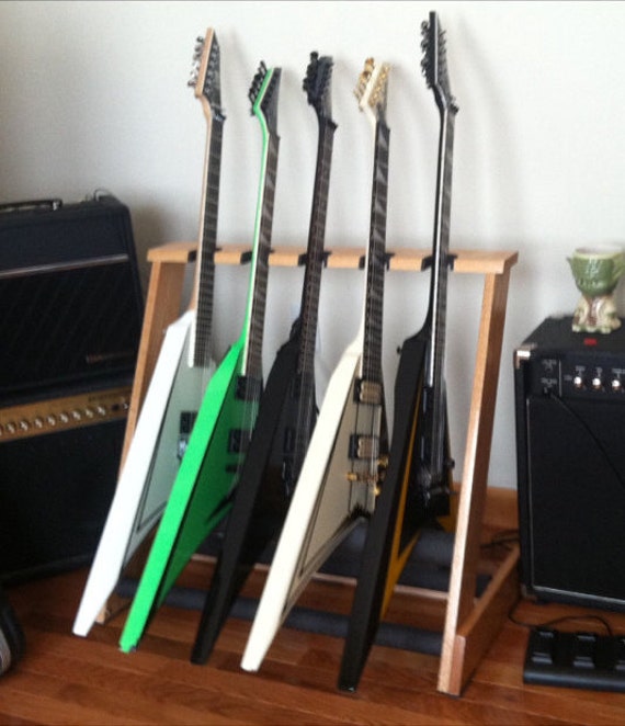 Brand New 5 space Red Oak guitar stand custom built to hold