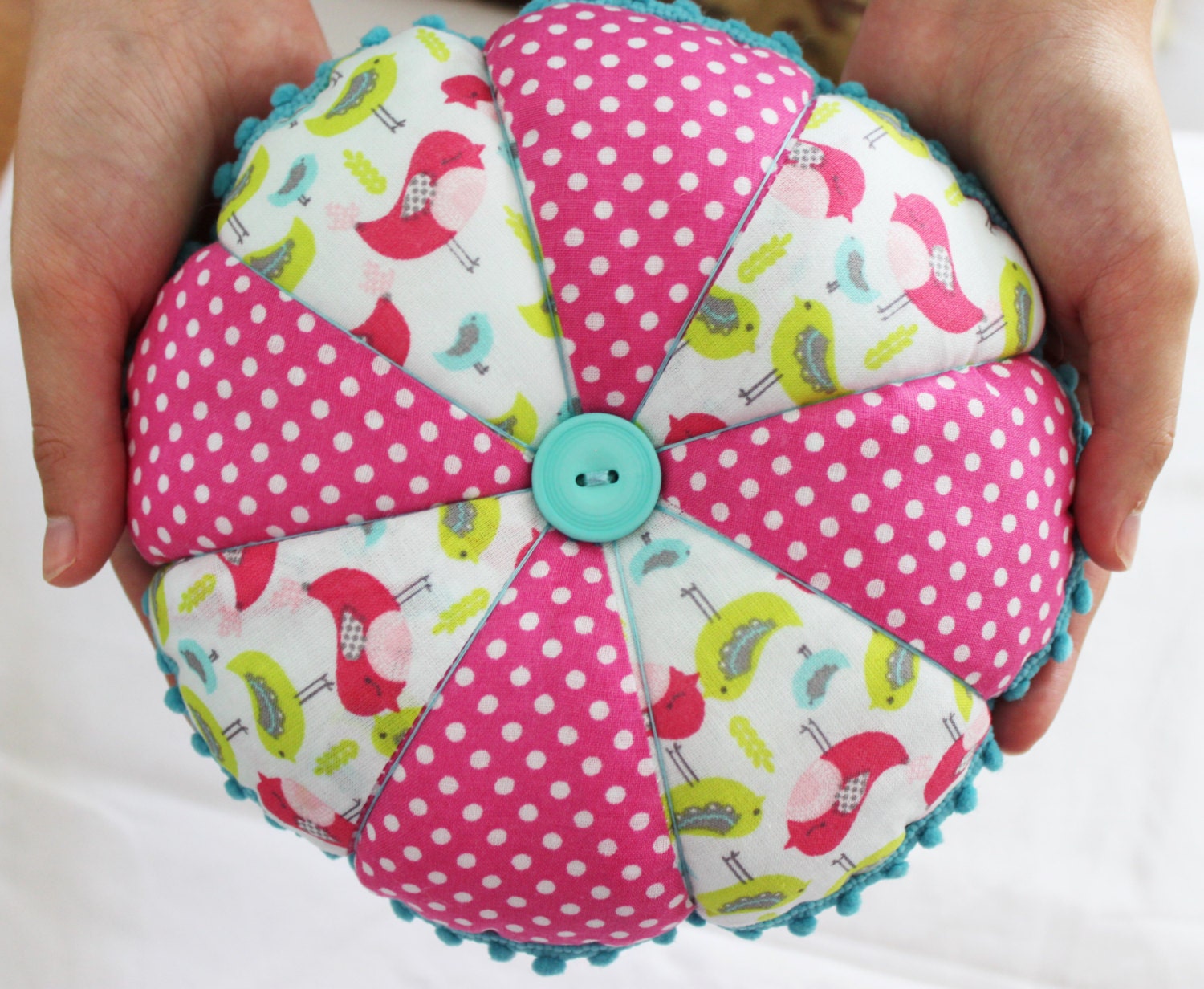 Jumbo Pin Cushion, Large Patchwork Pincushion, Extra Large Pink Polka ...