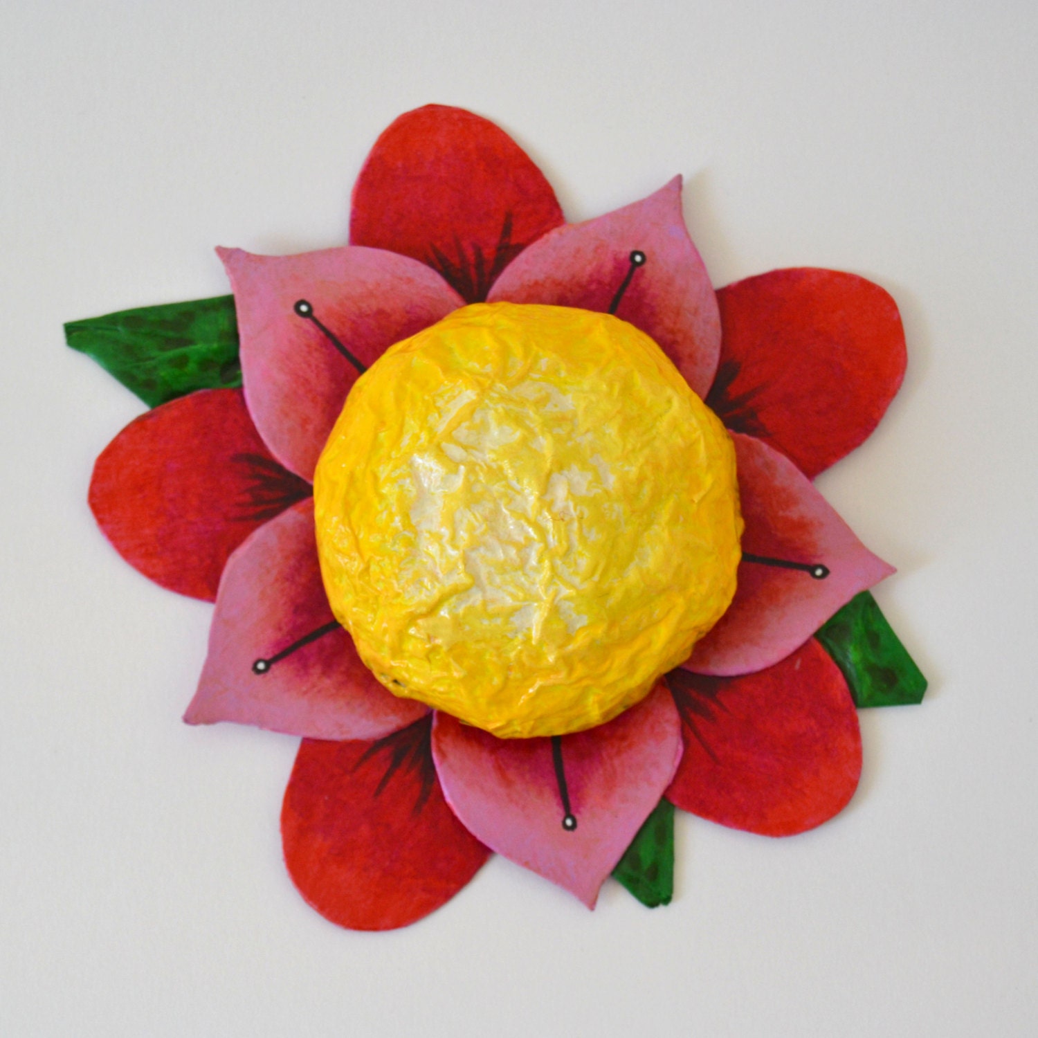 Paper Mache Pink Flower for Hanging Wall Art Home Decor