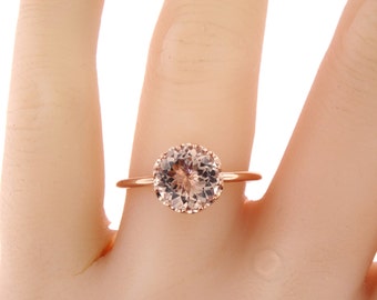 14K Rose Gold Morganite Ring Wedding Ring Engagment Ring Promise Ring Anniversary Ring Infinity Band White Gold Yellow Gold 18K Art Deco