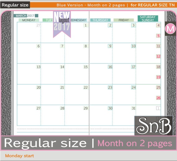 SnB RG Blue Version small weekend Month on 2 pages