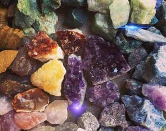 Intuitively Chosen Raw Crystal Set Natural Crystal Collection Rough Crystal Healing Crystals and Stones Geode Bohemian Decor Amethyst