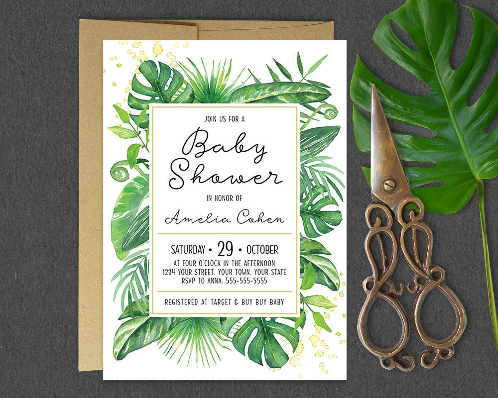 Tropical Baby Shower Invitations 3