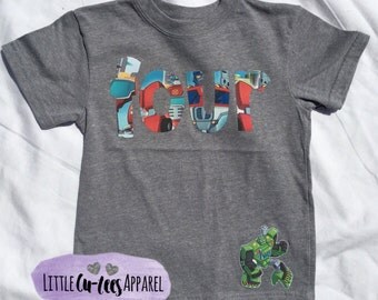 Rescue Bots Birthday T-shirt. Birthday shirt. Birthday outfit. Birthday Tee. Dinosaur birthday. Rescue Bots Transformers.