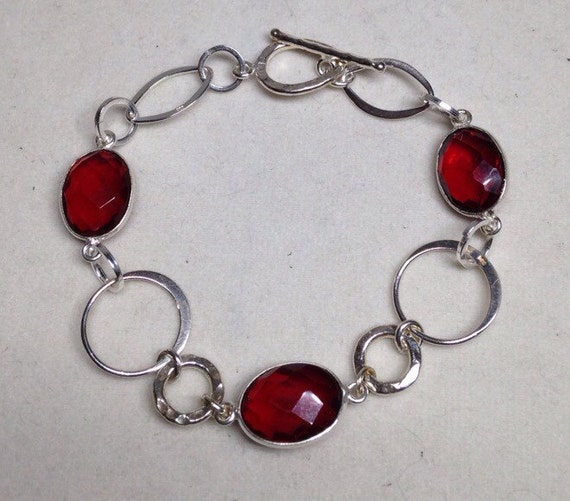 One of a kind handcrafted Mozambique Garnet and Sterling