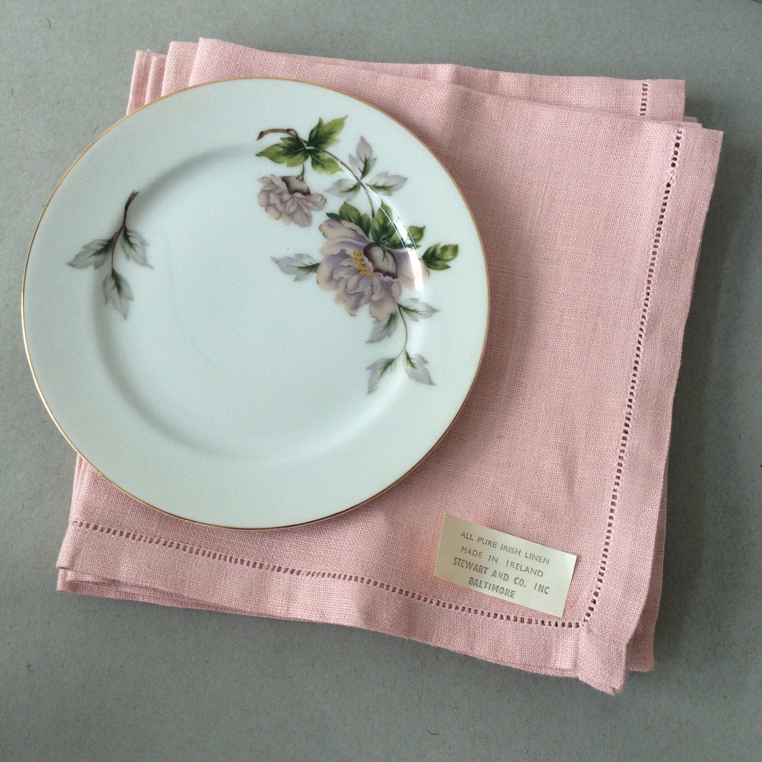 Vintage Irish Linen Napkins Pink Linen Napkins 4 Free