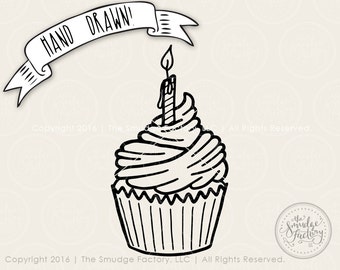 Cupcake SVG Cut File, Birthday Cut File, First Birthday, Silhouette Download, Cricut Cutting File Graphic Overlay Cupcake Sprinkles SVG