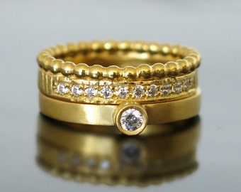 Engagement ring gold, Women wedding ring, Engagement set, Yellow gold bridal set, Diamond wedding set, Gold Diamond rings, Wedding set ring