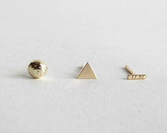 Gold Stud Earrings | Solid 9ct Gold Mismatched Stud Earring Set | Small Earring Set | Mix and Match Earring Set | Gold Earrings | Gold Studs