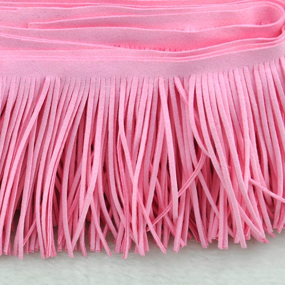 Sale Pale pink suede leather fringes, for costume fringes,fringed trim ...