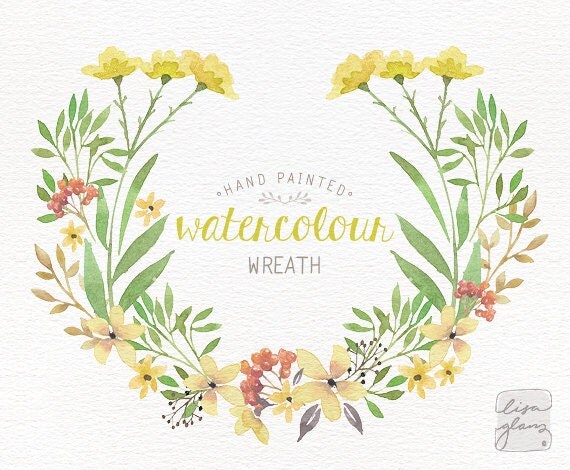 Watercolor wreath: PNG floral wreath clipart / flower wreath