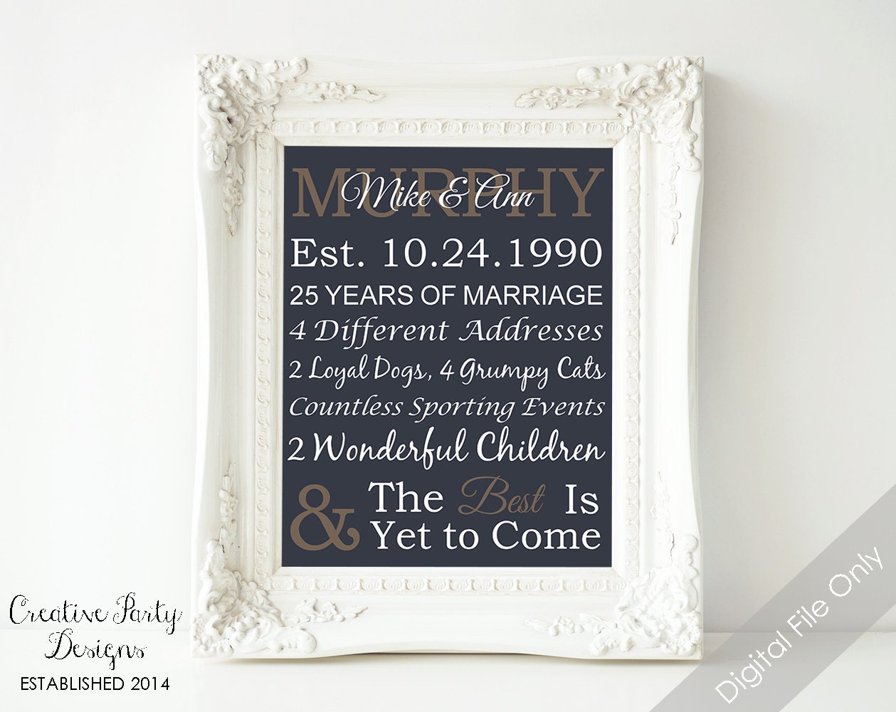 25th Anniversary  Gift Personalized  by CreativePartyDesigns