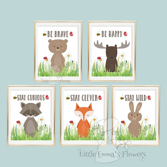 Forest wall decor woodland friends Nursery wall art print Wall