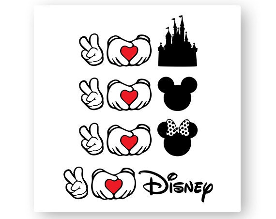 Download Disney Peace Love Castle Icon Mickey Icon Minnie Hands
