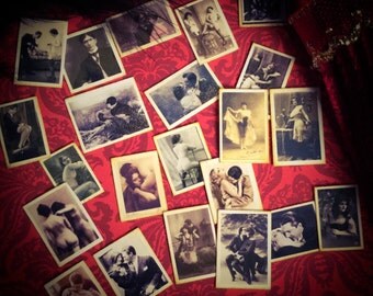 Ladies and Lovers 22, Dollhouse Miniature Photos 1/12, Romantic, Erotic, Victorian, Edwardian, Risque, 1800's Early 1900's, A Range Of Sepia