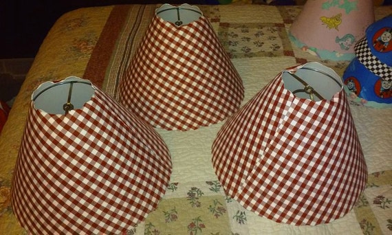 Red Gingham Checked Lamp Shade