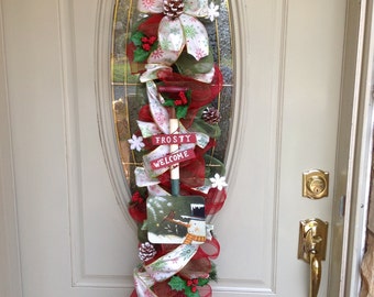 Christmas Door Swag, Winter Door Swag, Christmas mesh swag, Christmas deco mesh wreath, Winter deco mesh wreath, Christmas Garland, Railing