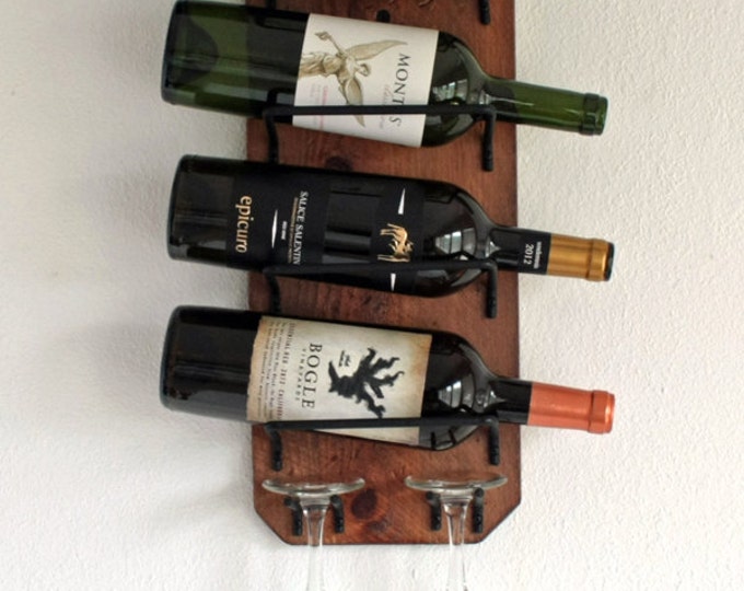 Gift For Wine Lovers, Wall Mounted Wine Rack, Small Wine Rack, Rustic Wine Rack, Wedding Gift