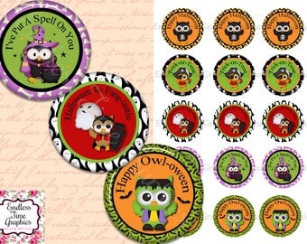 Halloween Bottle Cap Images. 1 Inch Digital Cupcake Toppers. 1 Inch Circles for Pendant Necklaces, Badge Reels, Hair Bow Centers 161