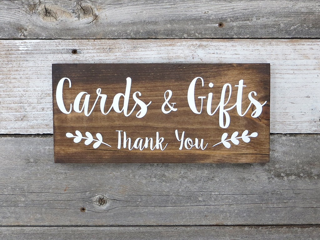 Rustic Hand Painted Wood Wedding Sign Cards & Gifts