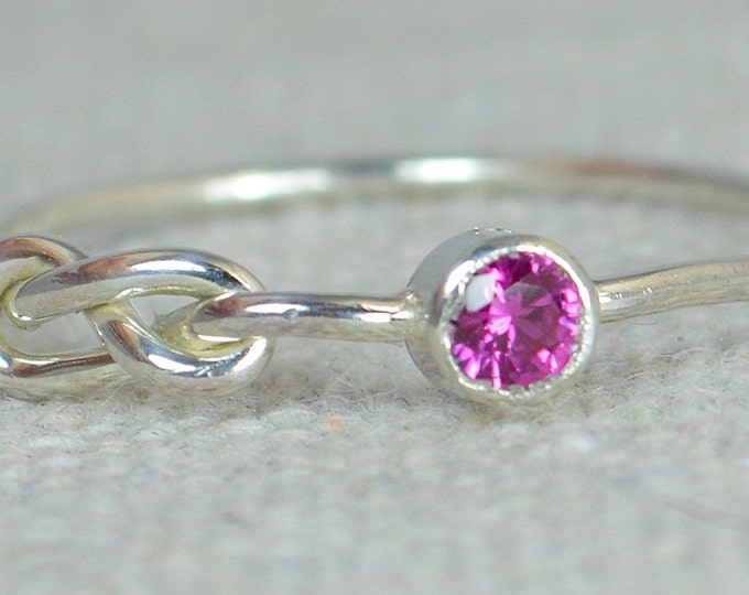 Ruby Infinity Ring, Sterling Silver, Stackable Rings, Mother's Ring, July Birthstone Ring, Infinity Ring, Silver Ruby Ring