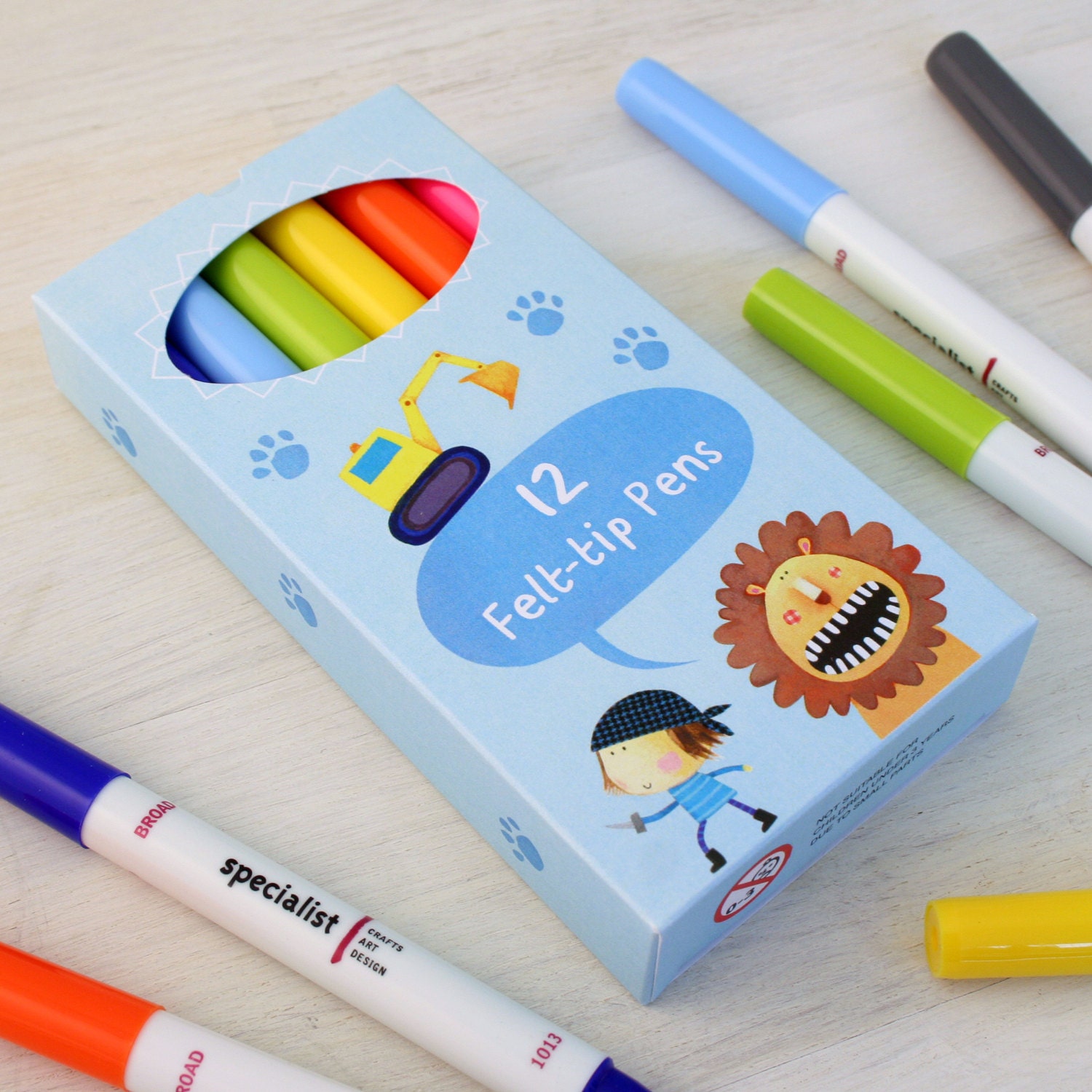 Box of 12 Felt Tip Pens for Children from MadeByEllis on Etsy Studio