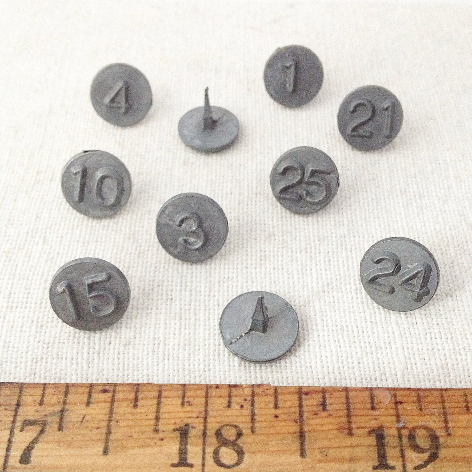 Vintage Thumb Tacks Full Set of 25 Pins Antique Acro