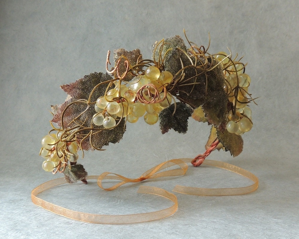 Glistening Hair Wreath Grape Vine Tiara Crown by LauraLannenBridal