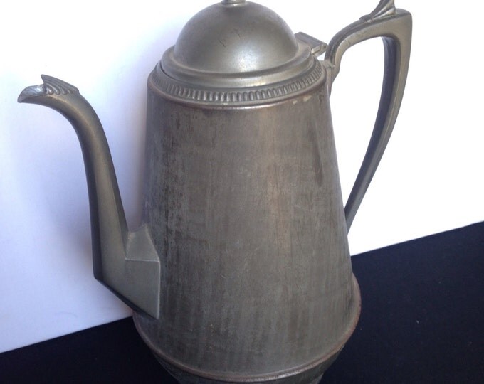 Storewide 25% Off SALE 19th Century Antique Civil War Era E.B. Manning 1862 Pewter Hinge Lidded Coffee Pot Featuring Edwardian Style Design