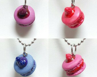 Berries Macaron Charms, French Macarons, Strawberry Macaron Charm, Raspberry Macaron Jewelry, Macaron earrings, Macaron Ring, Food charms
