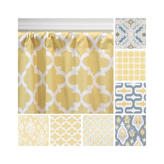 Window Curtains.Yellow Grey Curtain Panels.Ikat Drapes.Yellow Kitchen 