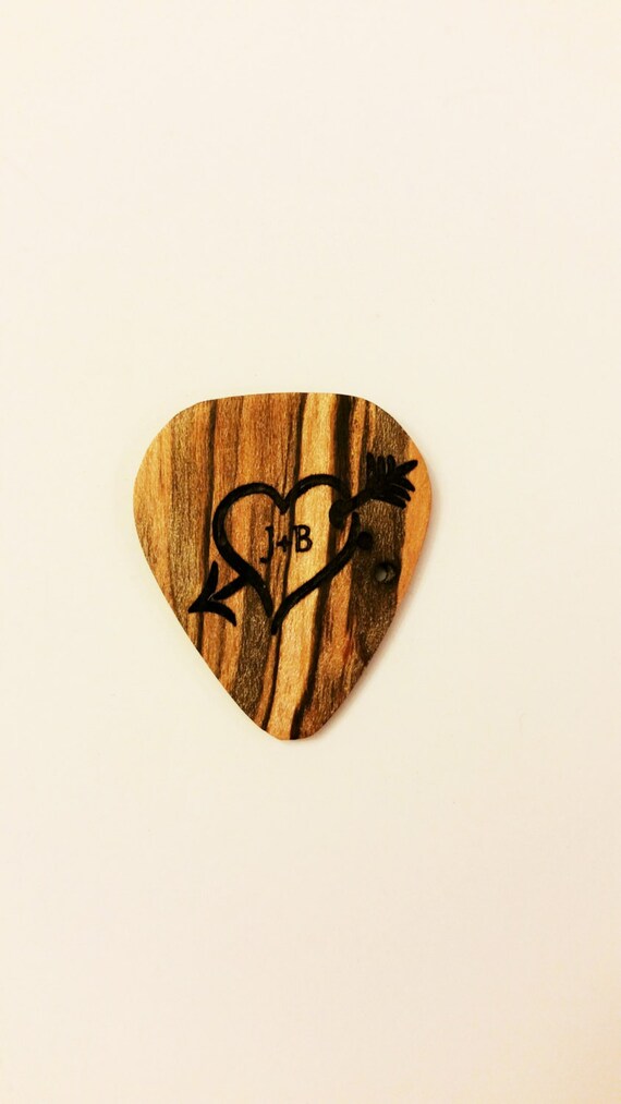 Personalized Heart Guitar Pick Custom Wood Heart Guitar