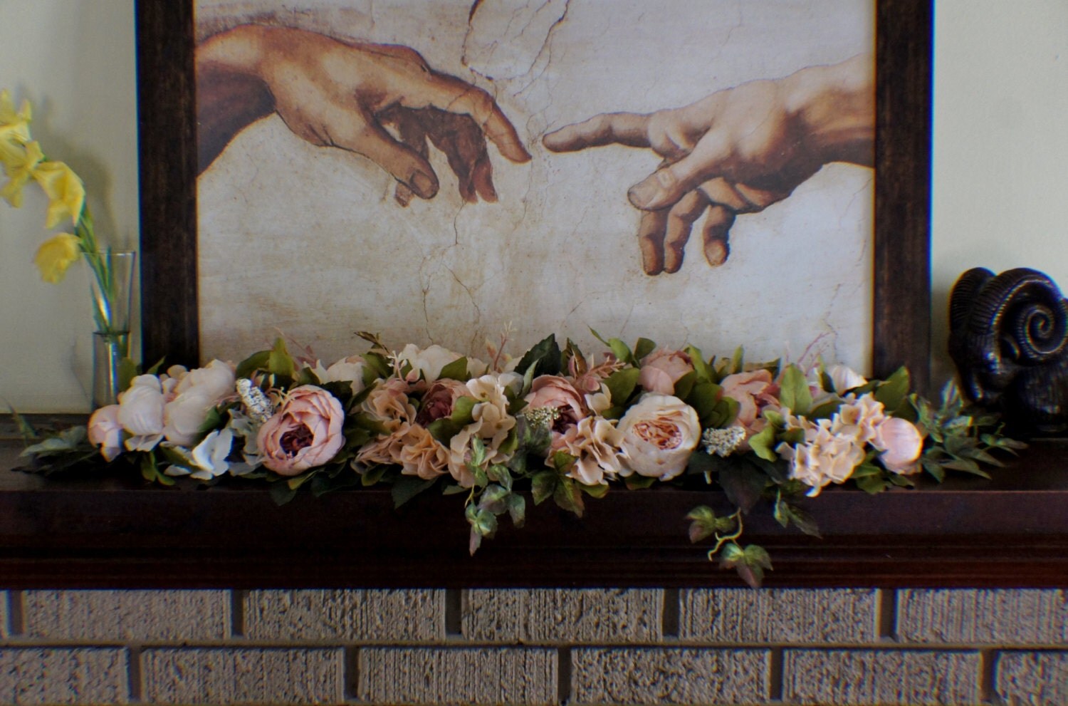 Mantle Swag Floral Swag Cream Swag Fireplace Swag Wedding