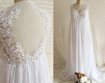 Plus backless maternity wedding dress,lace sleeveless maternity dress,lace maternity dresses,long chiffon formal dresses maternity dress