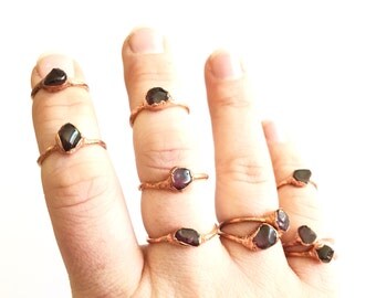 CLEARANCE SALE // Garnet Rings /// Raw Stone Ring /// Love Stone Ring /// Boho Jewelry