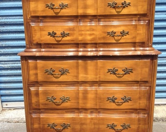 French Provincial Tall Dresser Chest of Drawers