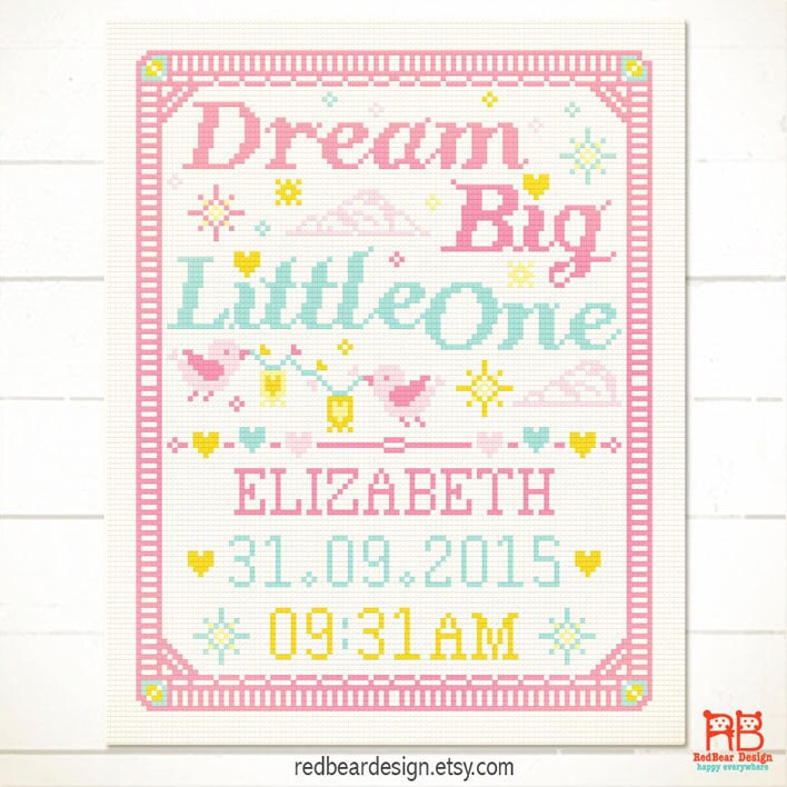 Custom Cross stitch pattern Customizable stitch DIY Baby record Birth