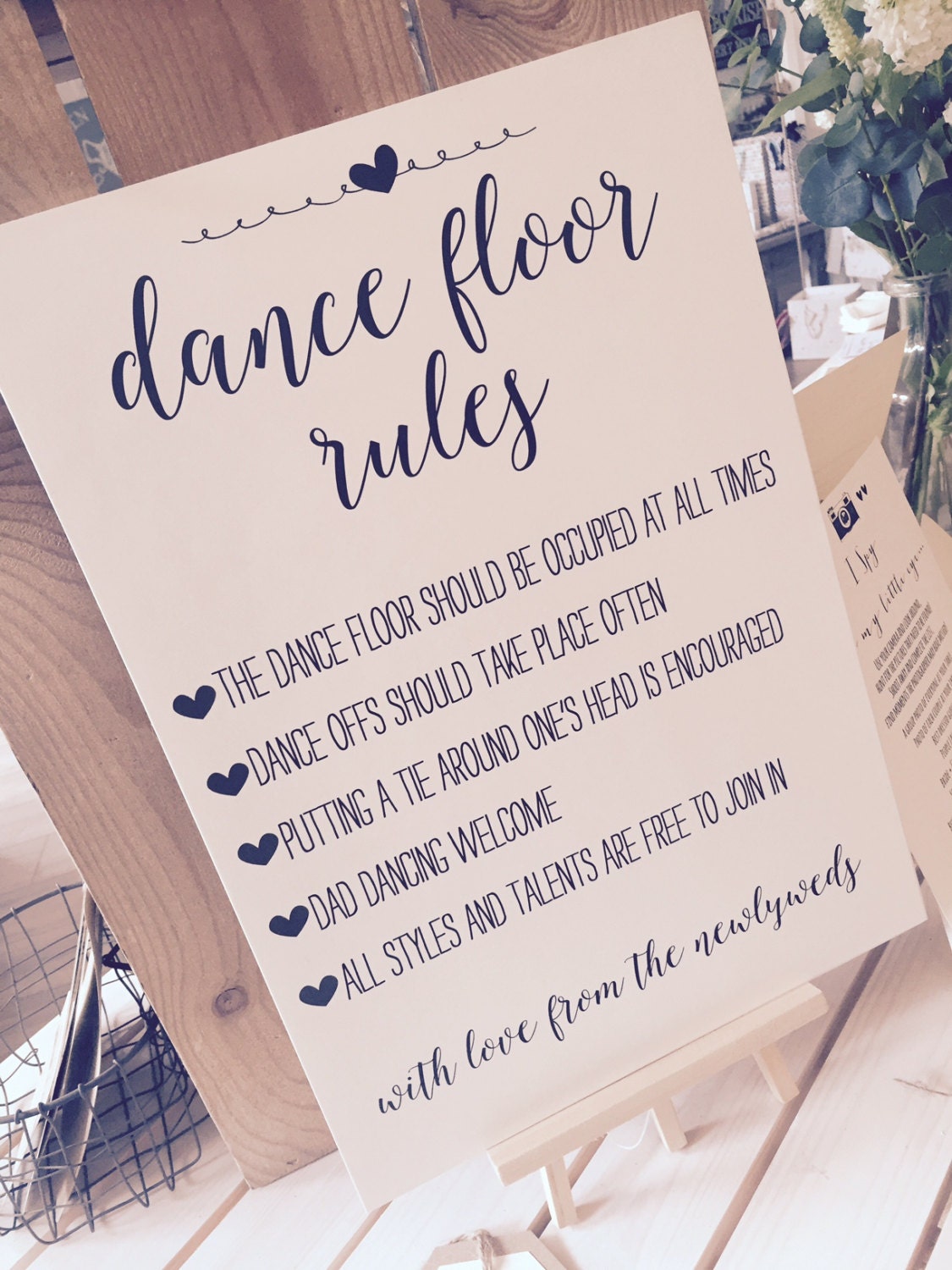 Vintage/Rustic/Shabby Chic A3 'Dance Floor Rules' sign