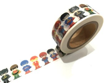 Japanese Washi Tape, Baby Super Heroes, Batman Superman Ironman Robin Spiderman 10 METRE