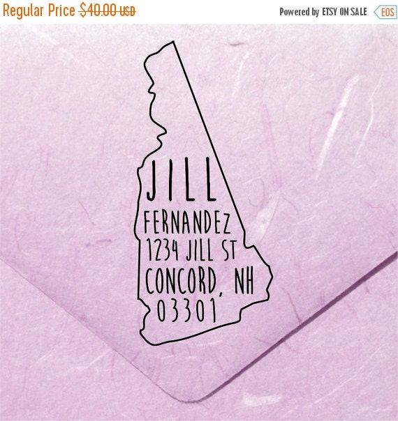 20 OFF SALE New Hampshire Address Stamp by CustomDesignsByJill