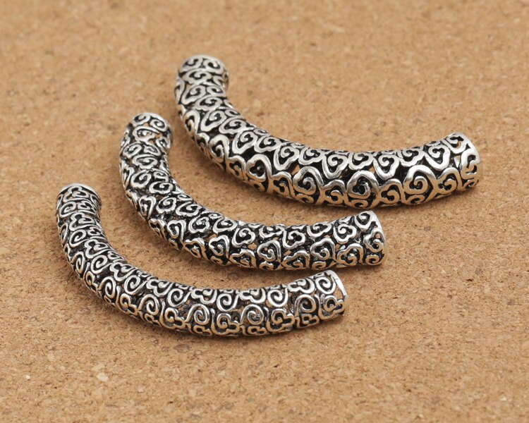 Large Sterling Silver Tube Beads Sterling Silver Curve Tube