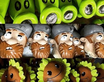 Plants vs Zombies Halloween Costume Mask - Standard Size - Crazy Dave - Sunflower - Peashooter Inspired Plants Vs Zombies Mask - Latex Mask