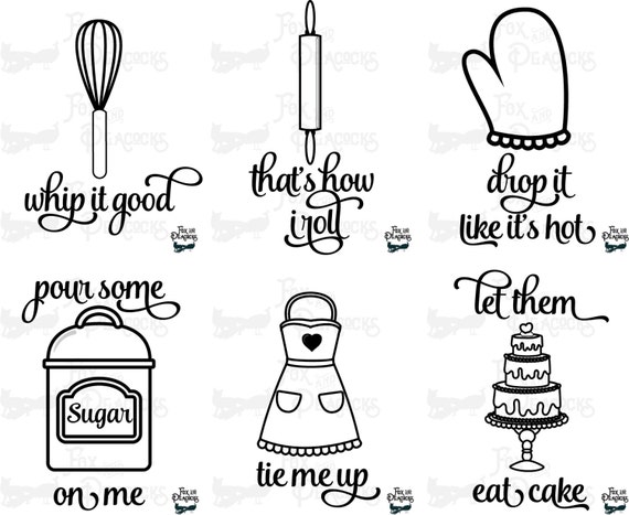 Download Set of 6 Cute Funny Kitchen Baking SVG PNG DXF by FoxAndPeacocks