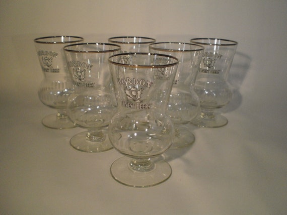 6 Gordon's finest beer glasses Scottish thistle shape