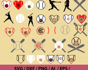 Baseball SVG, Baseball Cut Files, Baseball Monogram Frames Svg, Baseball Design, Baseball svg files, Baseball Clipart, Baseball Silhouette